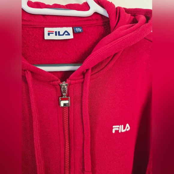 FILA COTTON HOODIE SWEATSHIRT Deep Red Cherry  Full-Zip Size XXL - Picture 4 of 8